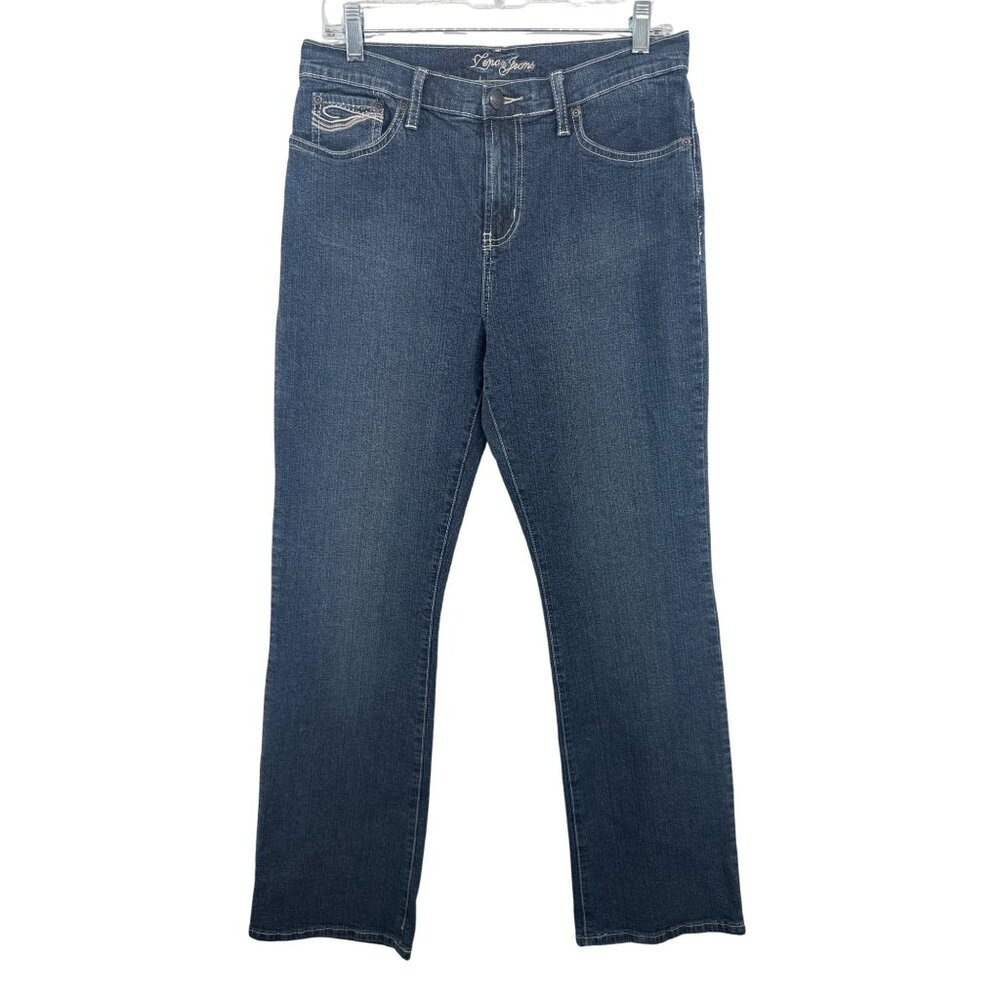 Zena Jeans Women Sz 14 Blue Denim Straight Leg HighRise Embroidered Pockets Boho